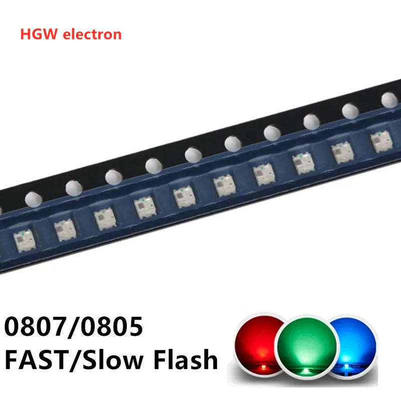 50Pcs Lampeggiante Led Smd Diodo 0805 Rgb Diodo Arcobaleno Alto Brilho Diod 0807 Rgb Flash Led Cambiamento Di Colore Veloce Flash Lento