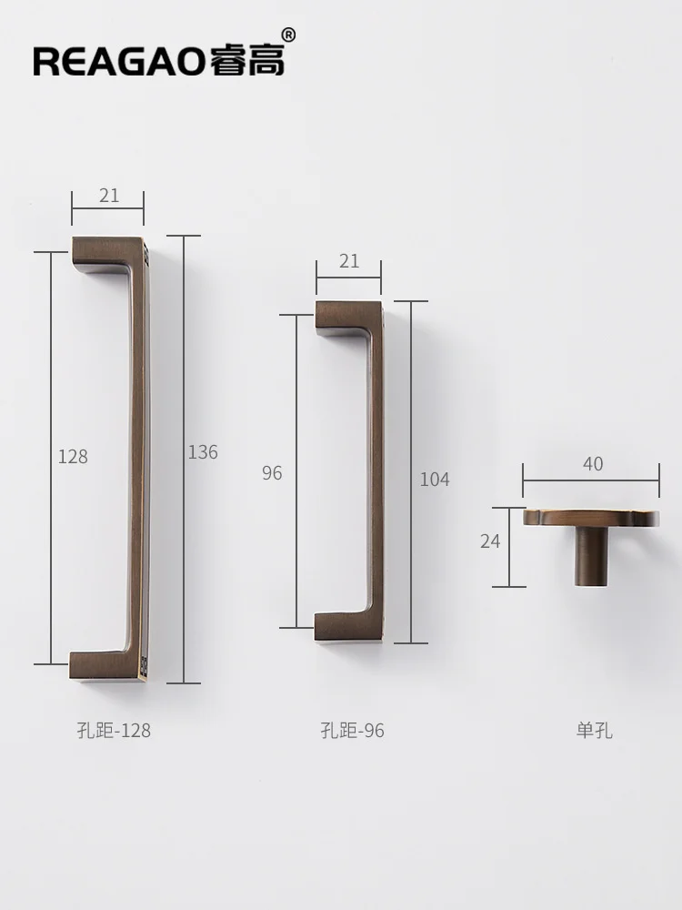 

Новая ручка для дверей шкафа Ruigao из чистой меди в китайском стиле, медь для шкафа, ручка для двери, золотая ручка для выдвижного ящика с одним отверстием