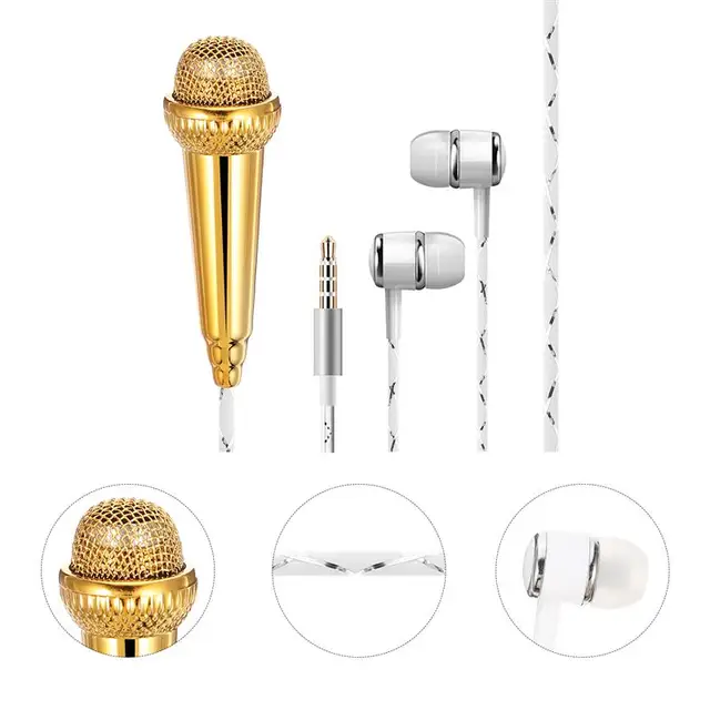 Microphone Mini Tiny Mic Singing Asmr Little Recording Portable Professional Karaoke Micphone Cover Mike Rose Gold