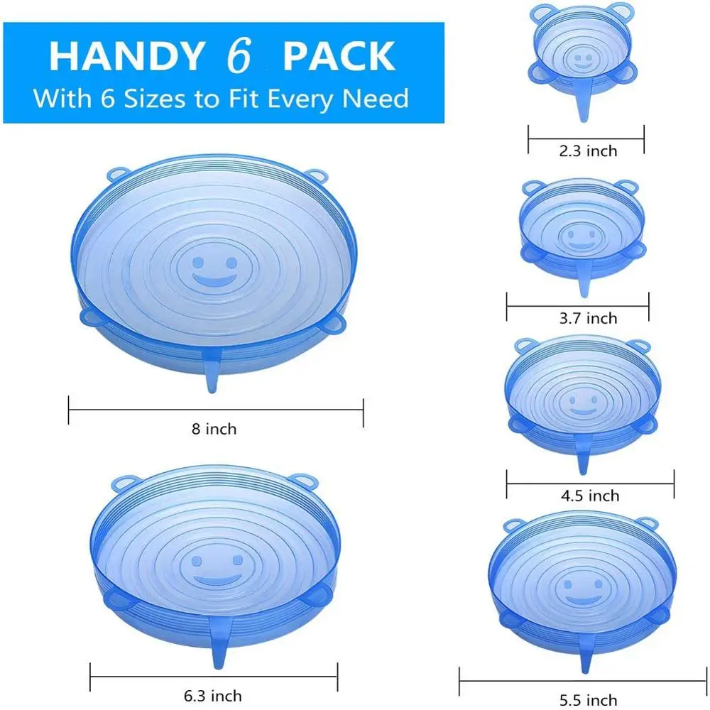 Silicone Cover Stretch Lids Reusable Airtight Food Wrap Covers Keeping Fresh Seal Bowl Stretch Wrap Cover 12PCS Kitchen Cookware