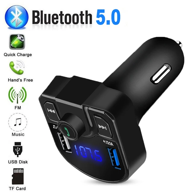 Bluetooth Fm Transmitter for Car,Wireless Bluetooth FM Radio Transmitter  Adapter and Receiver/Car Kit with Hands Free Calling,Dual USB Charging Car  Charger MP3 Player Support TF Card & USB Disk 