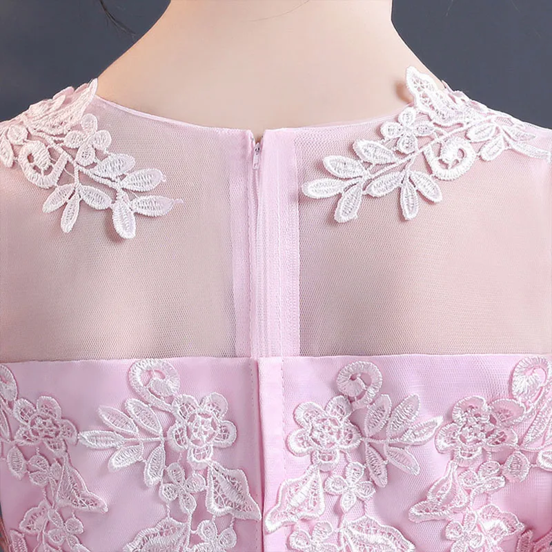 Baby Girls Lace Embroidery Dress Kids White Wedding High-end Dress Flower Long Party Princess Girls Clothes