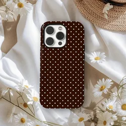 Polka Dot Magnetic Brown Phone Case with Double - Layer TPU Back Cover - iPhone 12 Mini (Magnetic)