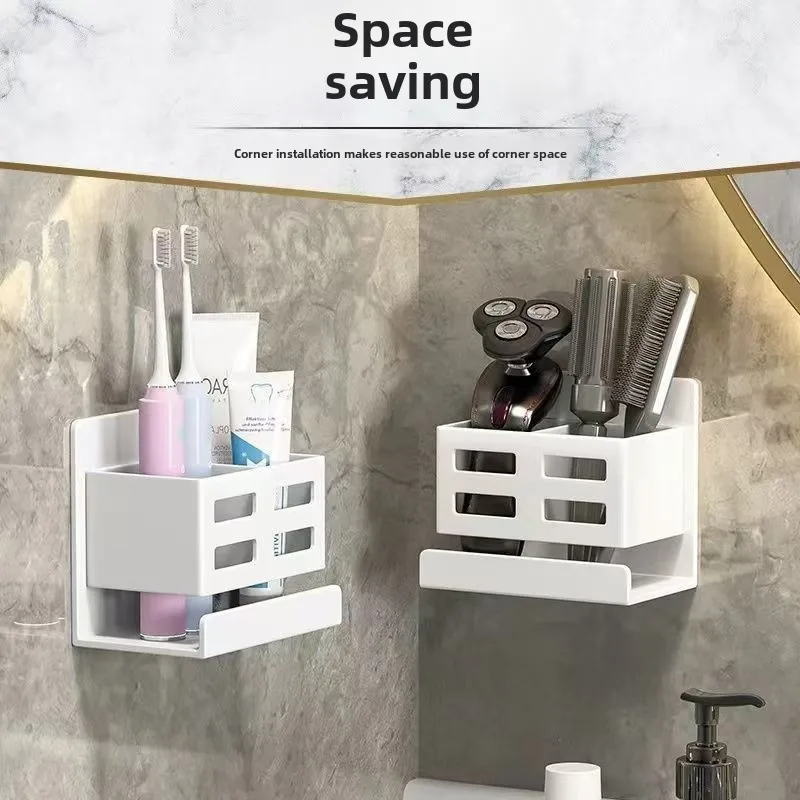Washstand Comb Storage Tube Bathroom Toothbrush Storage Rack Shaver Rack Wall mounted Non perforated Box