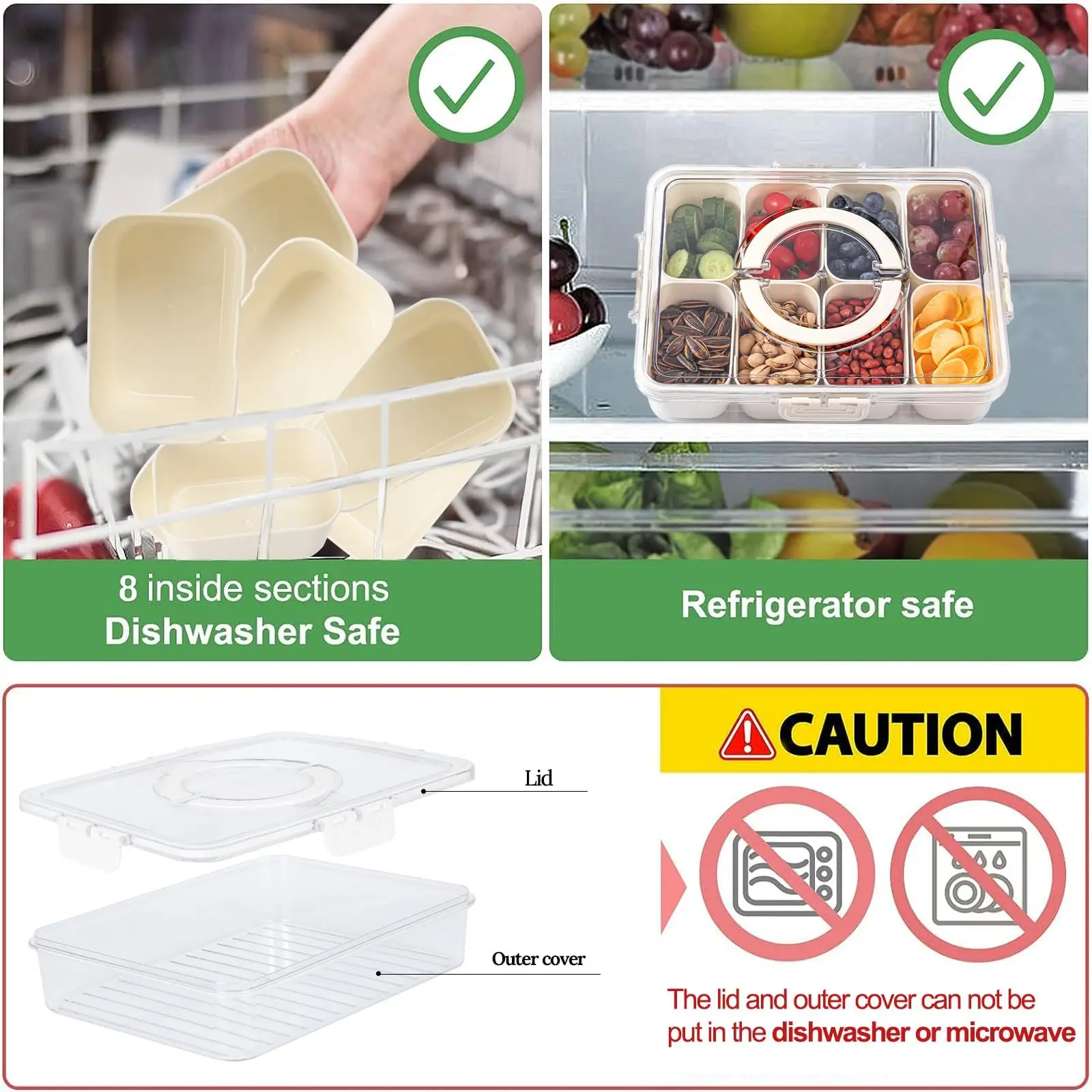 Separate Serving Trays With Lids And Handles Snack Containers Snack Boxes Tray Vegetable Tray Deli Boxes Candy Organizer