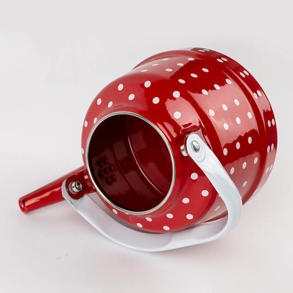 Red White Polka Dot Kettle: Teapot with Handle and Lid, Unique Housewarming Gift for Tea Lovers 1. 1L