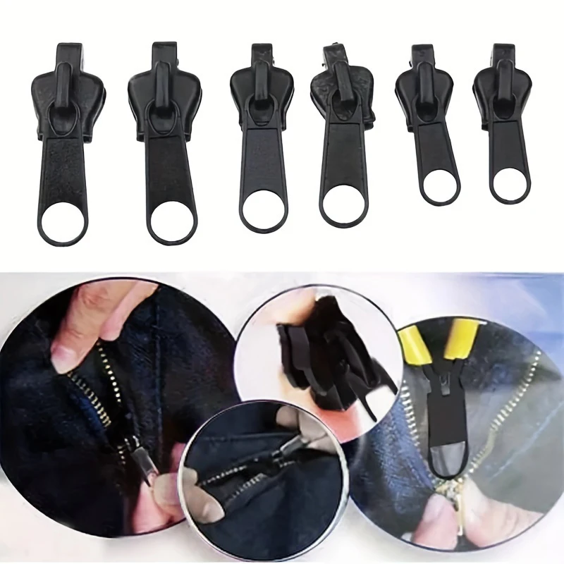 6Pcs 3 Sizes Universal Instant Fix Zipper Repair Kit Replacement Zip Slider Teeth Rescue New Design Zippers Sewing Clothes