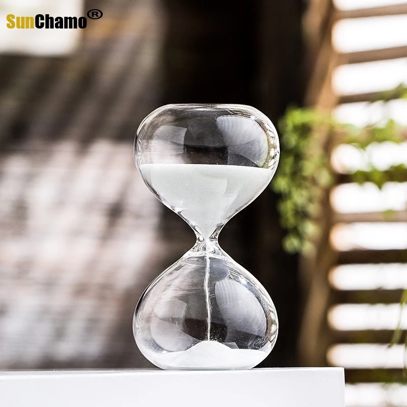 Description Picture 2 of item5/15/30 min Simple and Modern Glass Hourglass Timer Nordic Home Study Soft Decoration Decora Creative Birthday Gift Sand Watch