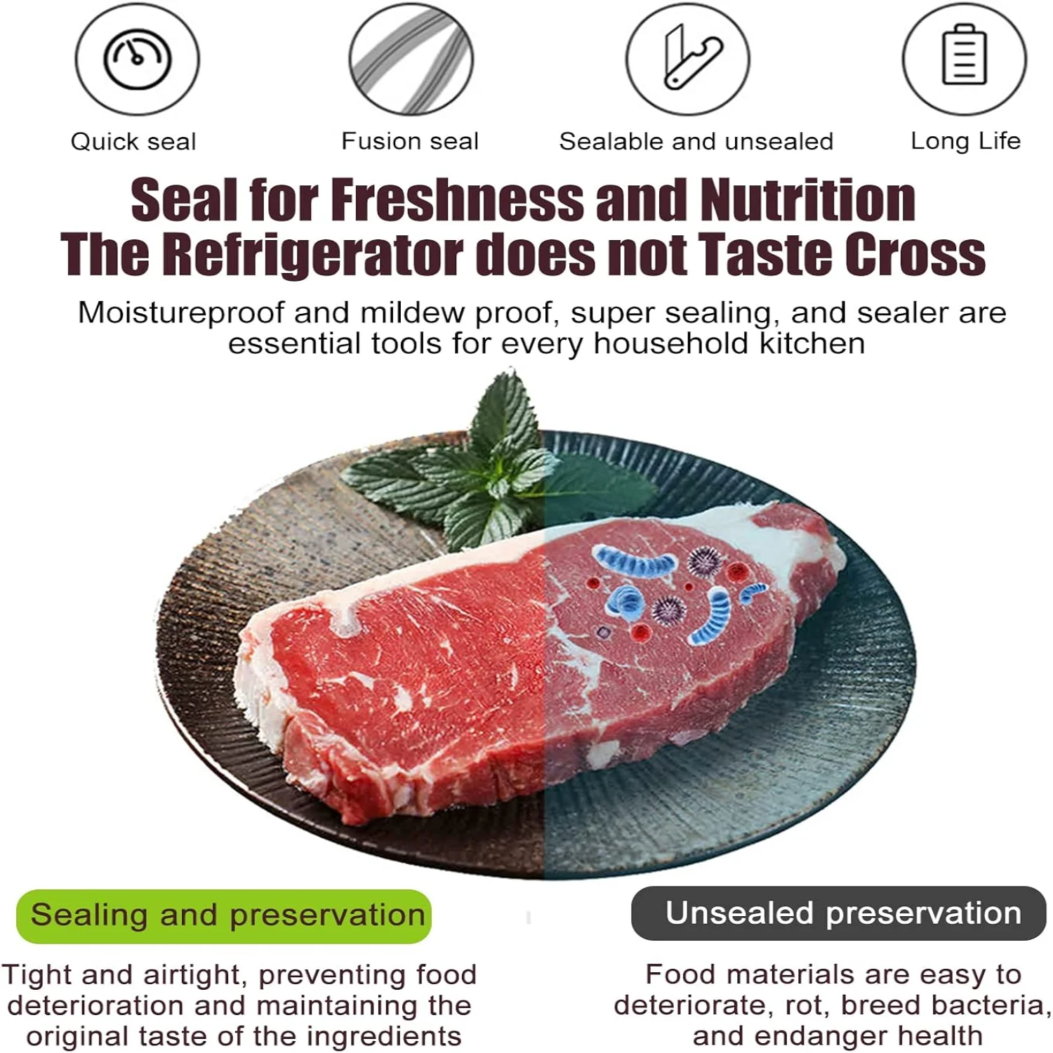 Multifunctional Charge Mini Portable Handheld Heat Vacuum Sealers with for Airtight Food-White