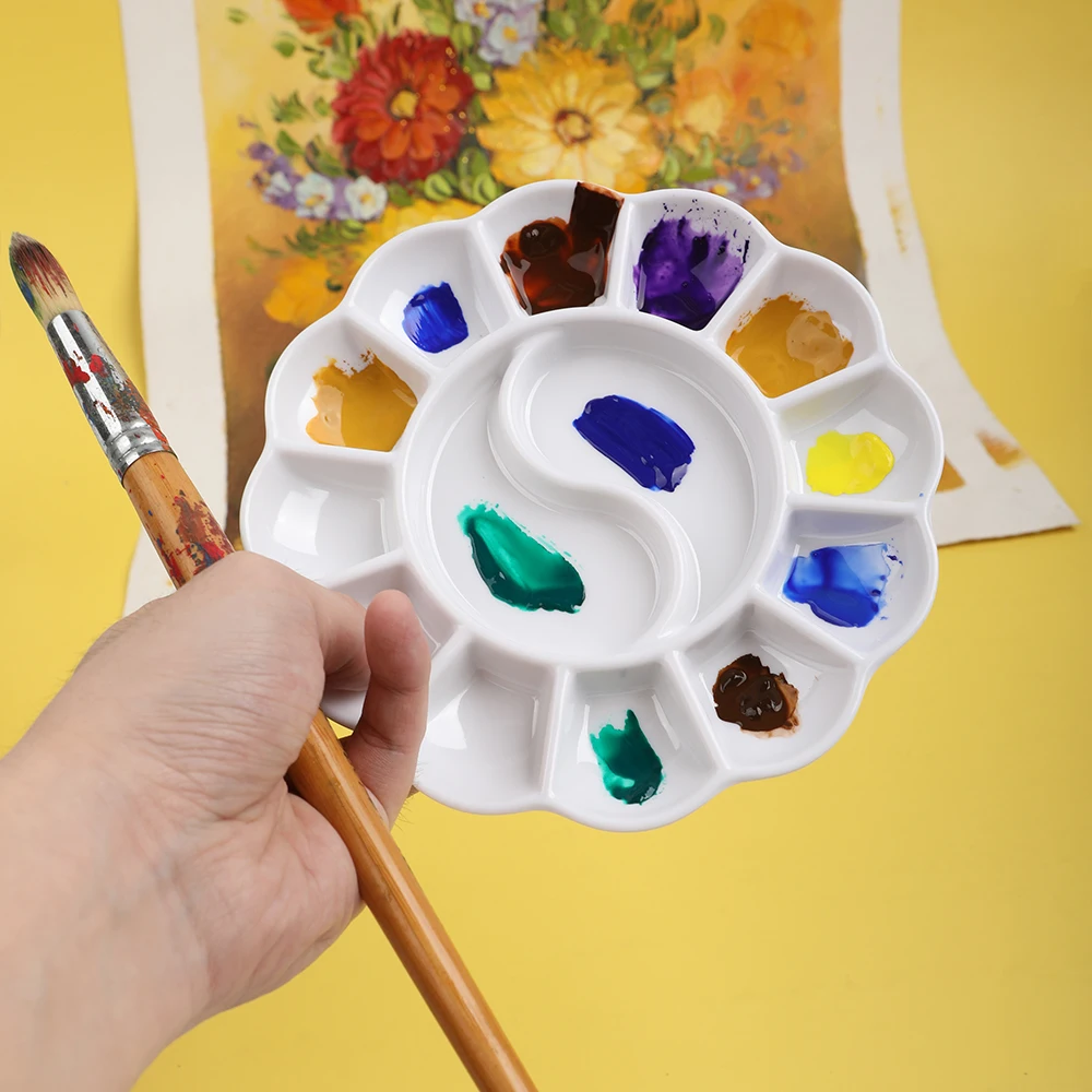 Artsecret 12-Well Imitation Ceramic Paint Palette Pigment Calligraphy Watercolor Painting Color Mixing Paint Tray for Artists