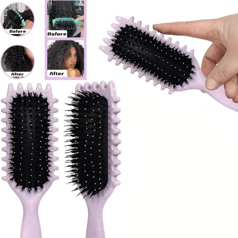 Große gebogene Haarbürste mit Luftkissen, flauschige Anti-Haarausfall-Massagebürste für alle Haartypen, für langes, dickes, dünnes, lockiges Haar – Detail 17