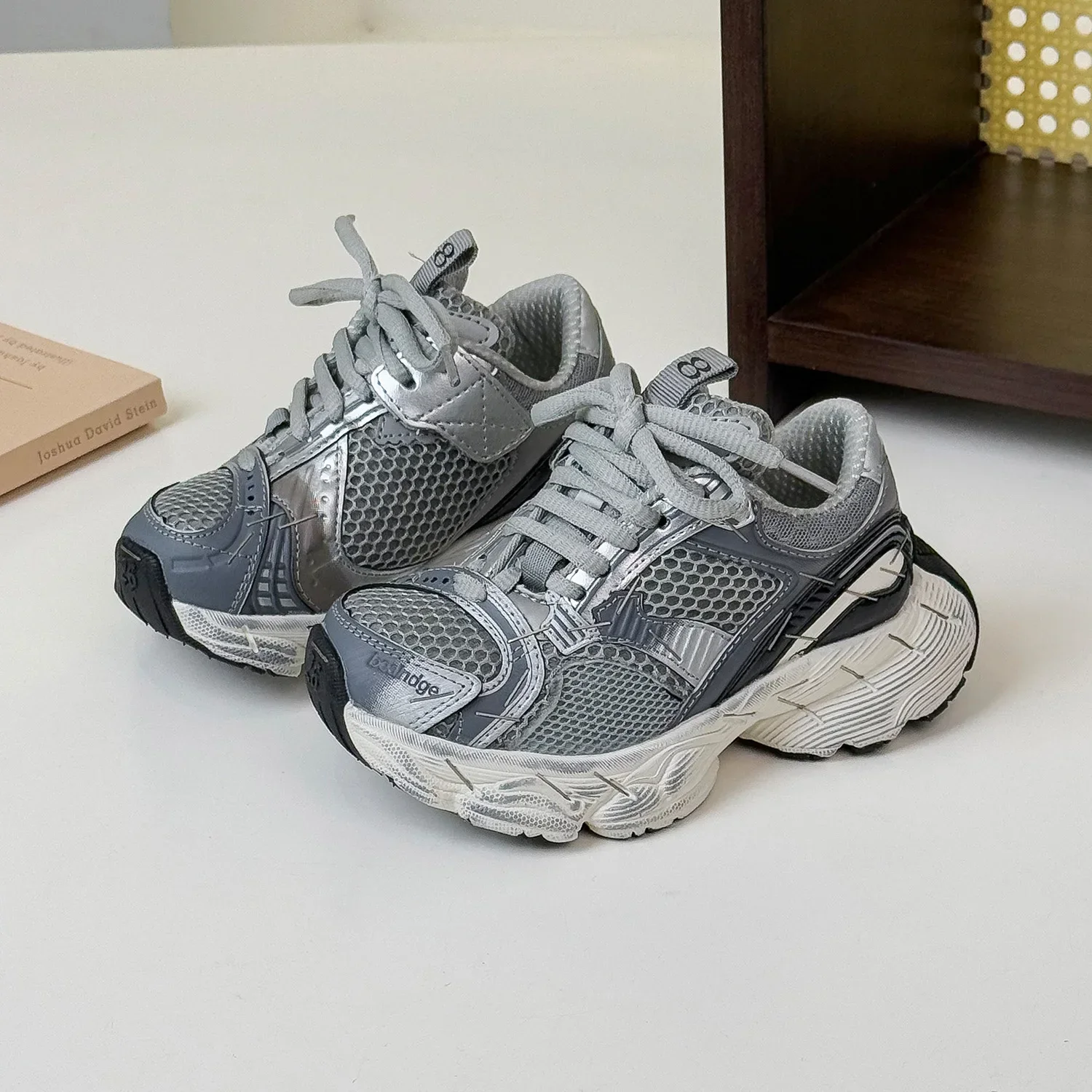 Spring Boys Girls Breathable Chunky Sneakers Children Walking Running Shoes Kids Toddler Distressed Non-slip Casual Sports Shoes
