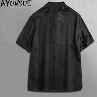 Polo en gaze de soie de luxe AYUNSUE pour homme, 100 % soie de mûrier véritable, jacquard, manches courtes, collection 2026 2