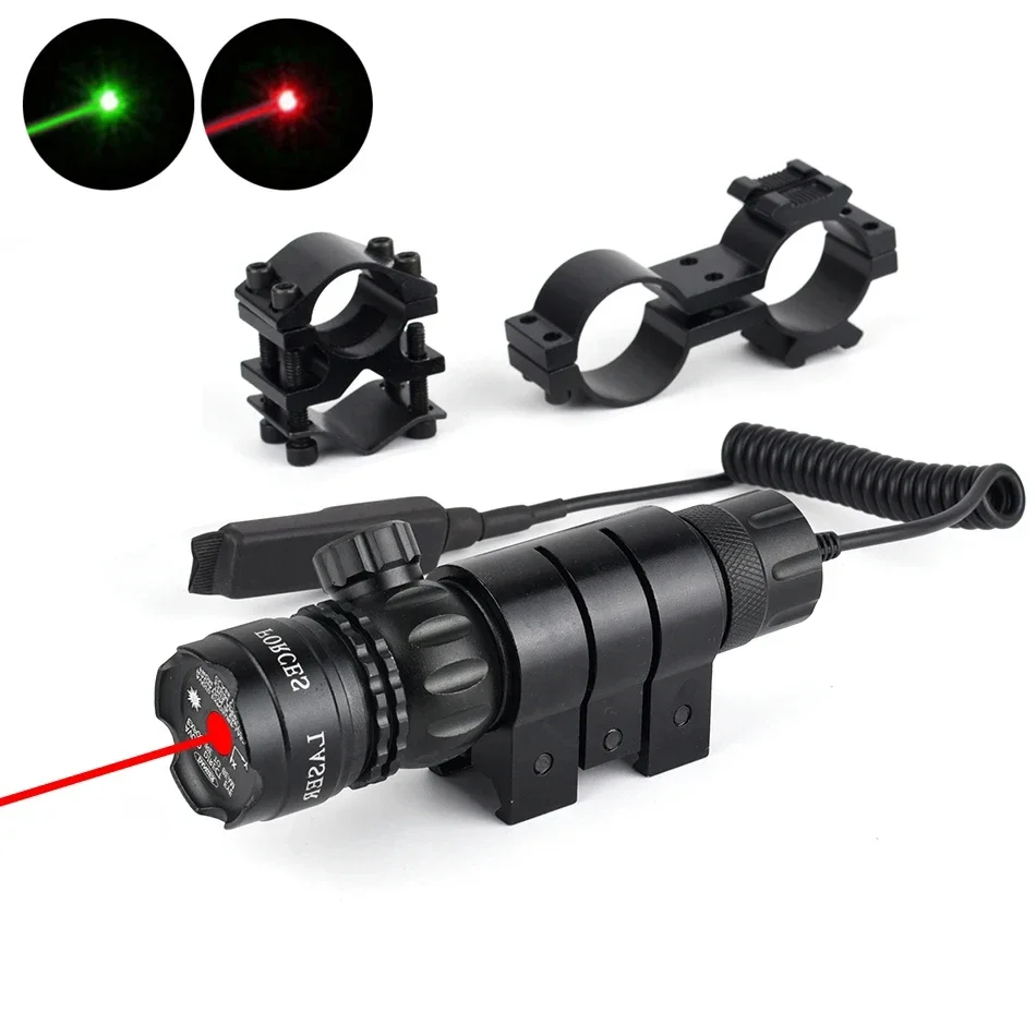 Green/Red Laser Dot Sight Tactical Adjustable Up Down Left Right Weapon Light Rifle Scope Mount+Remote Switch Laser Sight