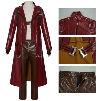 Costumi Cosplay Anime Dante Uniforme da uomo Giacca lunga poncho rossa Set Costumi di carnevale di Halloween Travestimento Resistenza Stage Wear