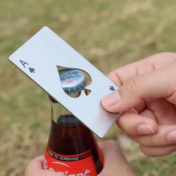 Apribottiglie per birra a forma di carta da poker Apribottiglie in acciaio inossidabile Apribottiglie per bevande per birra Gadget per la casa Utensili da cucina 1