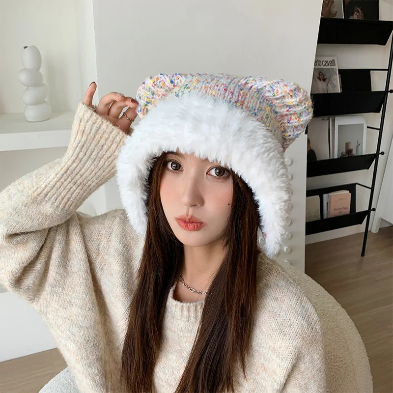 

Женская шерстяная шапка на осень и зиму, теплая шапка, сотни вязаных шапок, утепленные шерстяные шапки, аксессуары для одежды