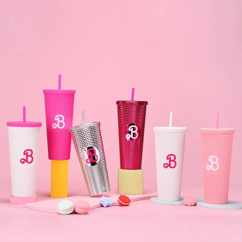 

Home Double Layer Plastic Straw Cup 710ml Large Capacity Creative Straw Cup Tie Hand Cup Durian Cup Portable Diamond Cup