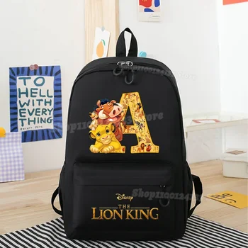 Re leone Simba Bambino Ragazzi Studente Borsa da scuola Lettera AZ Disney Pumbaa Stampa di cartoni animati Zaino Zaino Libro Penna Zaino portaoggetti 1