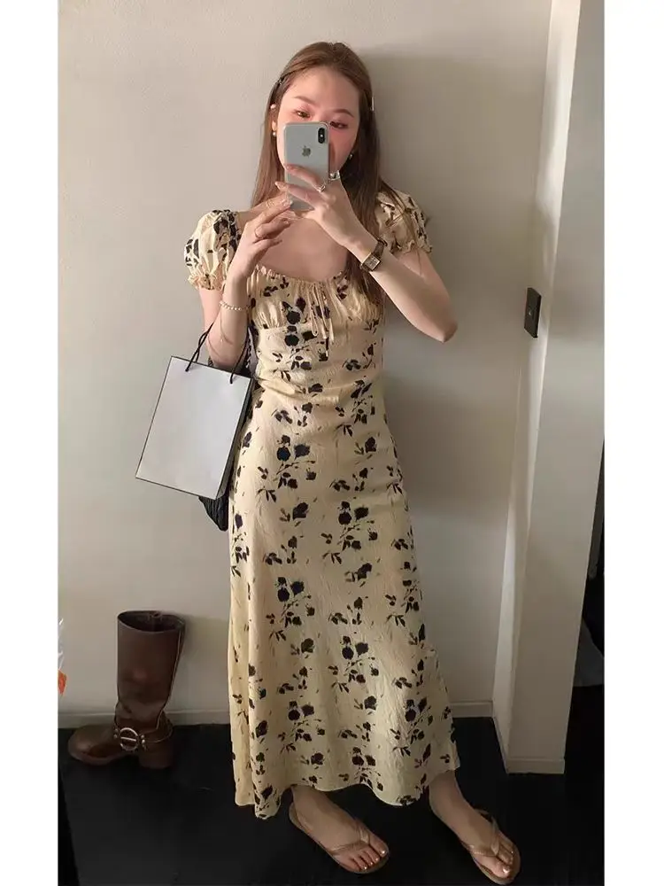 New Summer Women's Round Neck Short-Sleeved Slim Large Hem Splicing Cake Dress Casual Dress