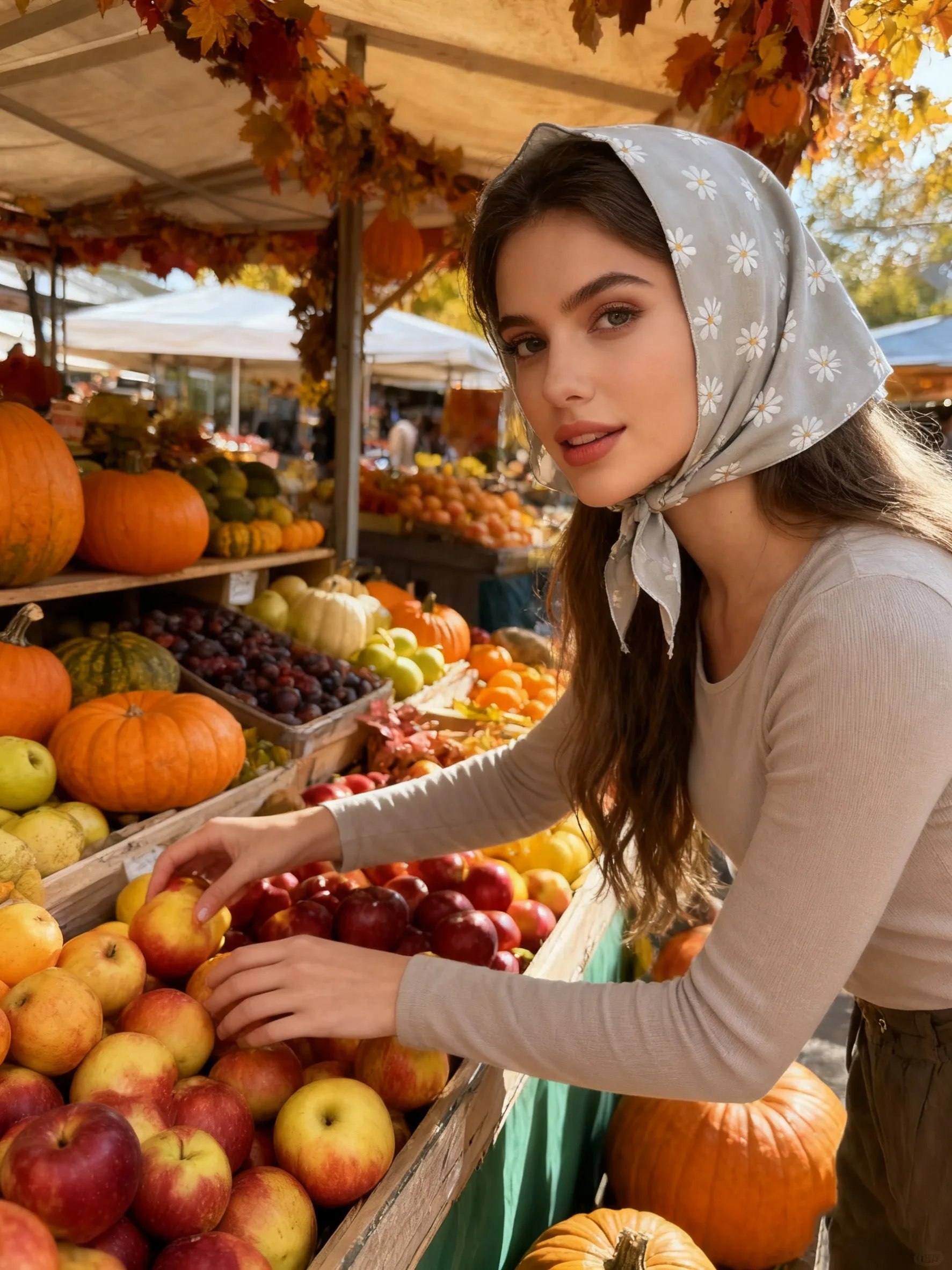 AWAYTR Bedrucktes Burgunder-Bandana-Stirnband, Gänseblümchen-Schal, Stirnbänder, Blumen-Haartuch, bedruckte Haarschals, Kopftuch für Damen – Detail 9
