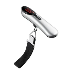 Compact Digital Luggage Scale with LCD Display for Travel and Grocery Weighing (Silver)