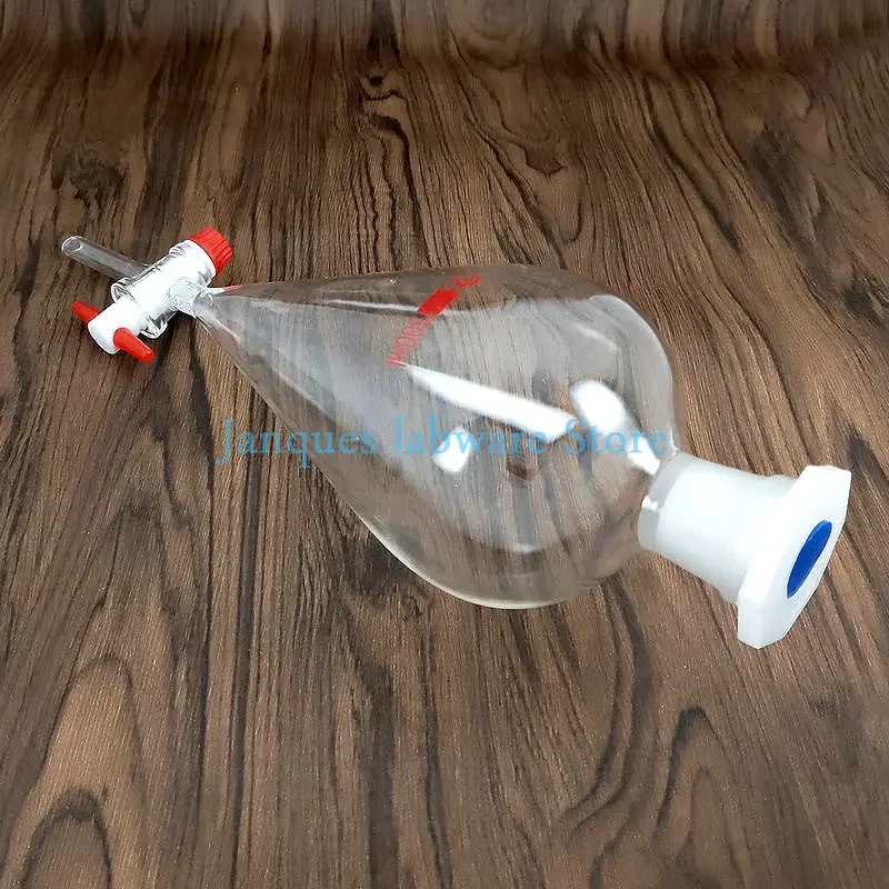 1piece Laboratory 30ml to 1000ml Glass Pear-Shaped Separation Funnel with Glass Piston/PTFE Piston, Grinding Mouth Drop Funnel