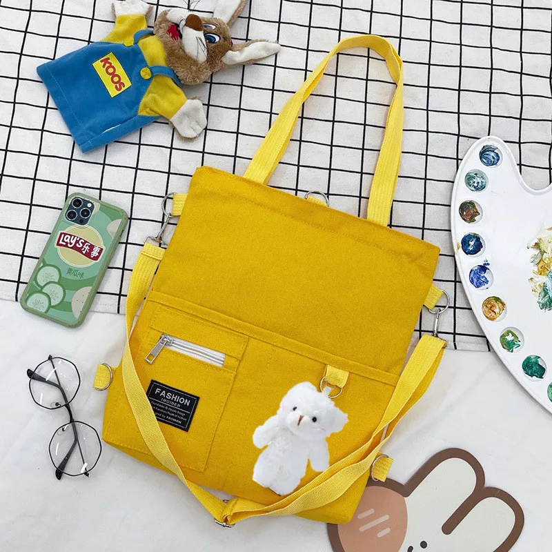 Campus Cute Canvas Handbag, Casual Tote Bag, Large Capacity Shoulder Bags for Student Backpack Handbags Shoulder Cross Body Bags