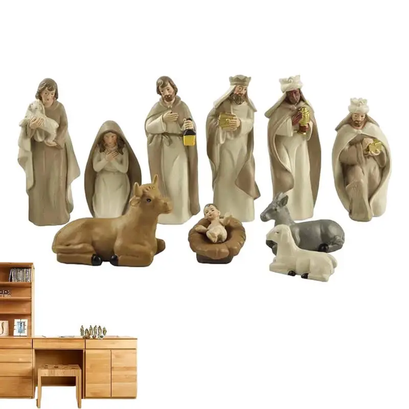 

Nativity Figures Set 10pcs Cute Christmas Nativity Figures Set Christmas Figures Tabletop Crafts Reusable Resin Nativity Scene