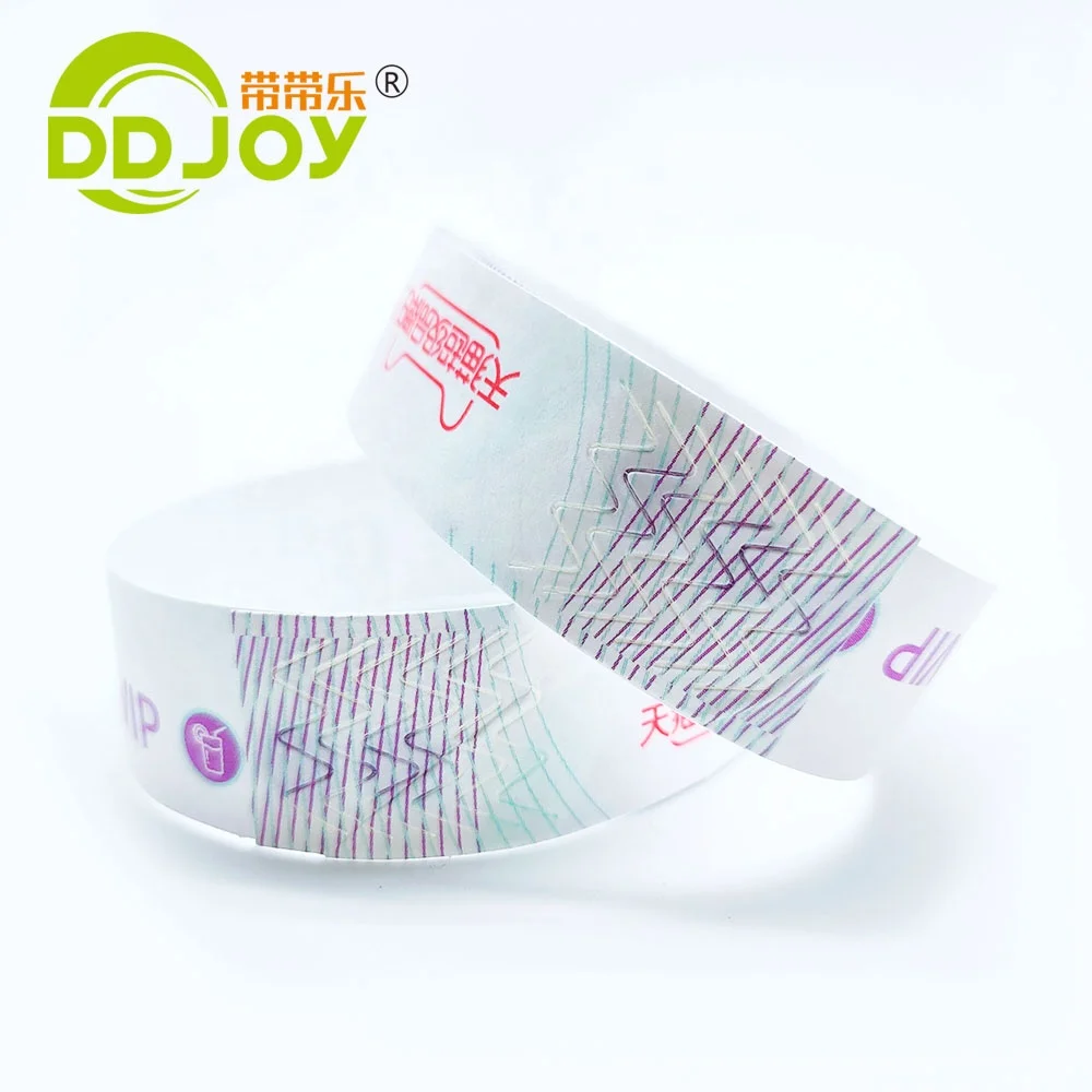 DDJOY One time use Tyvek Band Paper Wristbands Promotional Printed Waterproof Wristband for Event