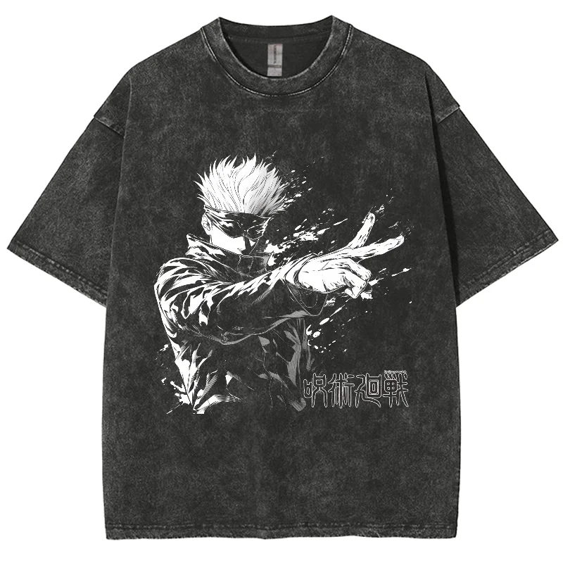 Anime Jujutsu Kaisen Gojo Satoru T Shirts Washed Men Women Cotton Harajuku T-Shirts Ryomen Sukuna Retro for Men Women Tops Tees 3