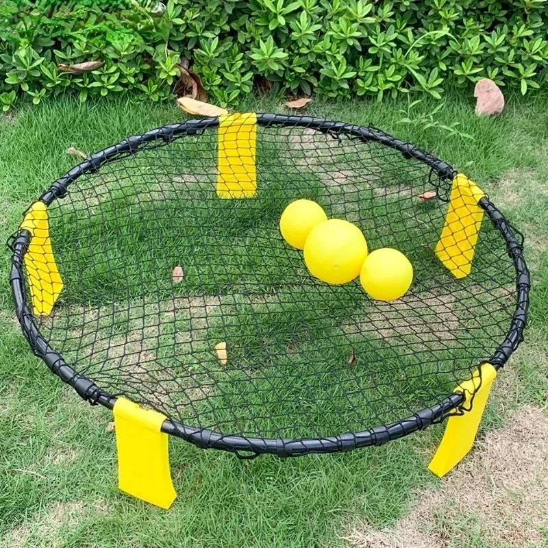 Beach Volleyball Round Net with 3 Balls for Adult Children Team Outdoor Sports Lawn Fitness Equipment