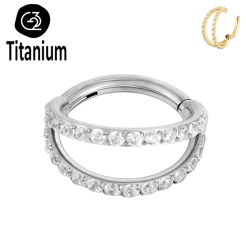 G23 Titan Piercing Double Layered Triple Stack Scharnier CZ Nasenring Helix Knorpel CZ Kleine Knorpel Septum Clicker Ohrringe – Detail 10
