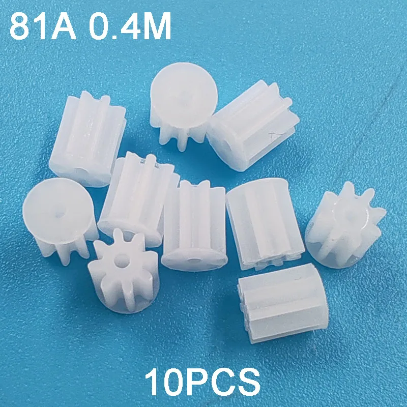 10pcs/lot 81A 0.4M 8 Teeth 1mm Hole 4mm Diameter Motor Gear Model Toy Plastic Gear