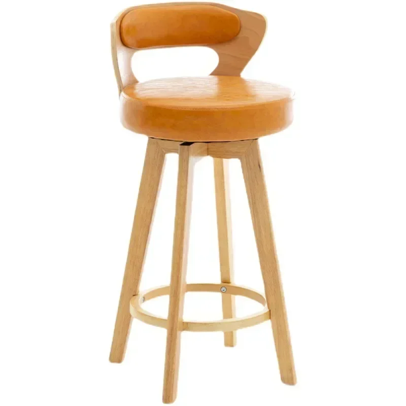 （VIP4）Customer Light Luxury American Solid Wood Bar Stool Rotating Retro Back High Stool