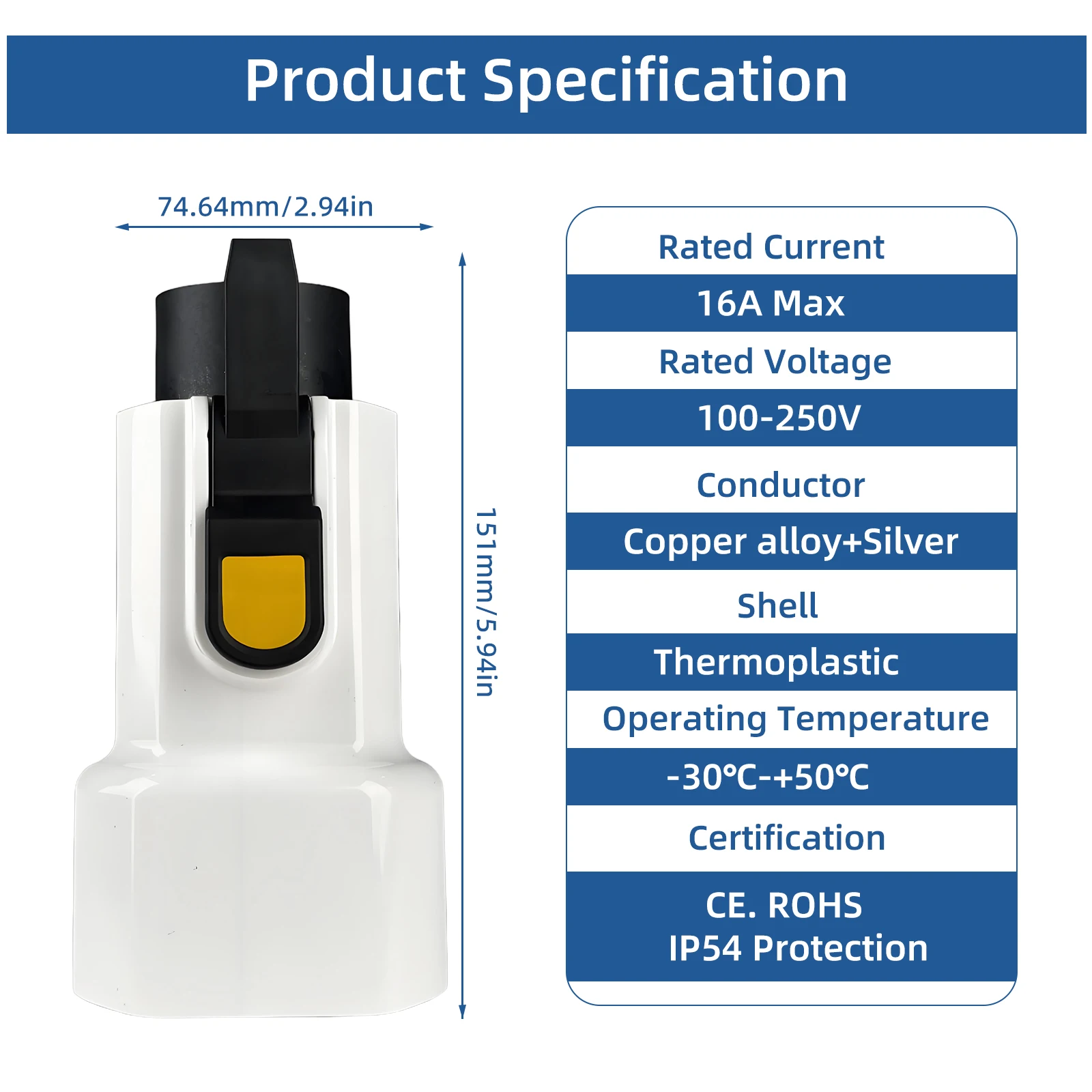 EVqiaoyi Type1 V2L Discharger Adapter EU Socket Vehicle to Load Plug IONIQ 5/6 KIA EV6/9 MG Outdoor Power Supply