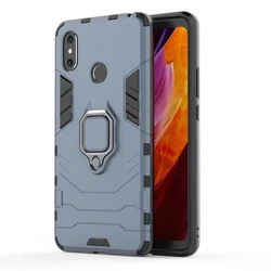 Hybrid Shockproof Case with Magnetic Car Holder and Kickstand in Soft Bumper Design - Mi Max 2 (Dark Blue)