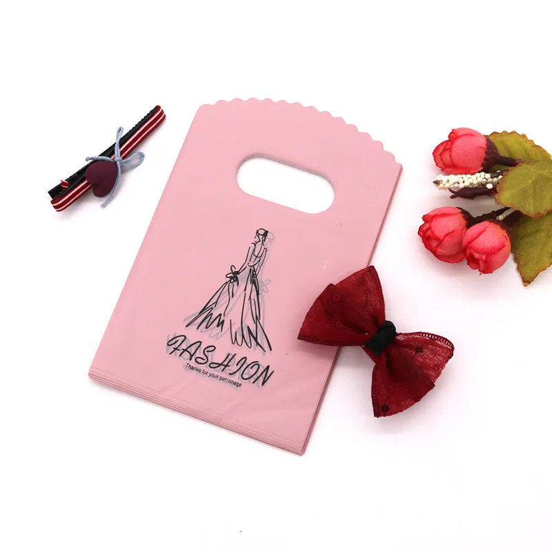 50Pcs/lot Multi-styles Small Plastic Bag 9x15cm Boutique Gift Bag With Handle Earrings Necklaces Bracelet Jewelry Packaging Bags