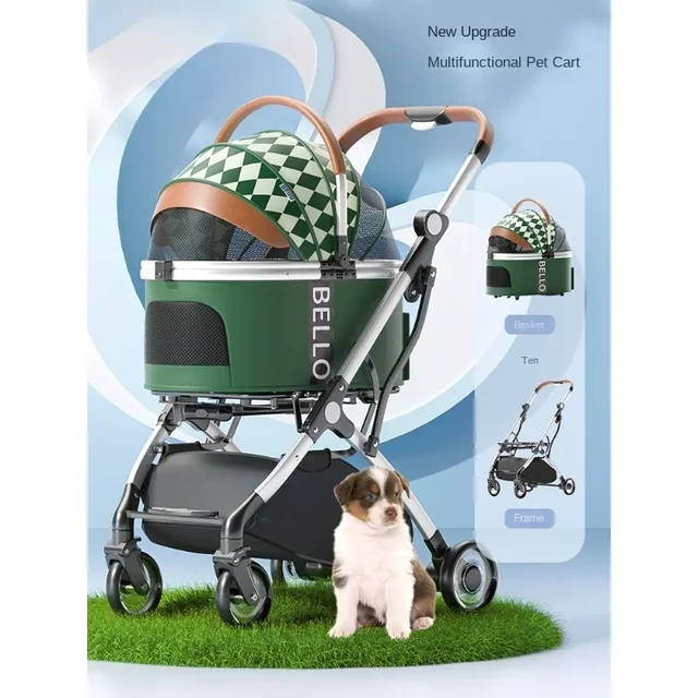 Foldable Pet Stroller for Outdoor Activities, Separable Dog Carrier Trolley for Corgi and Other Medium to Large Dogs 2