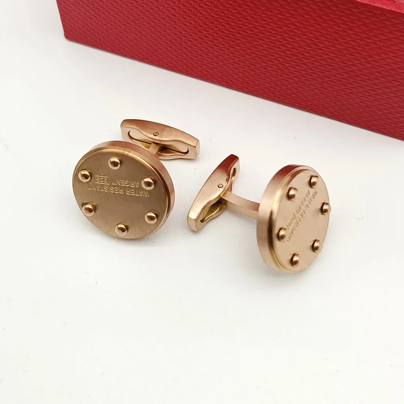 Luxury Quality CT Round 316 Stainless Steel 1:1  Cuff Links 4 Colors Business Suit Shirts CuffLinks Classic Buttons Box Set