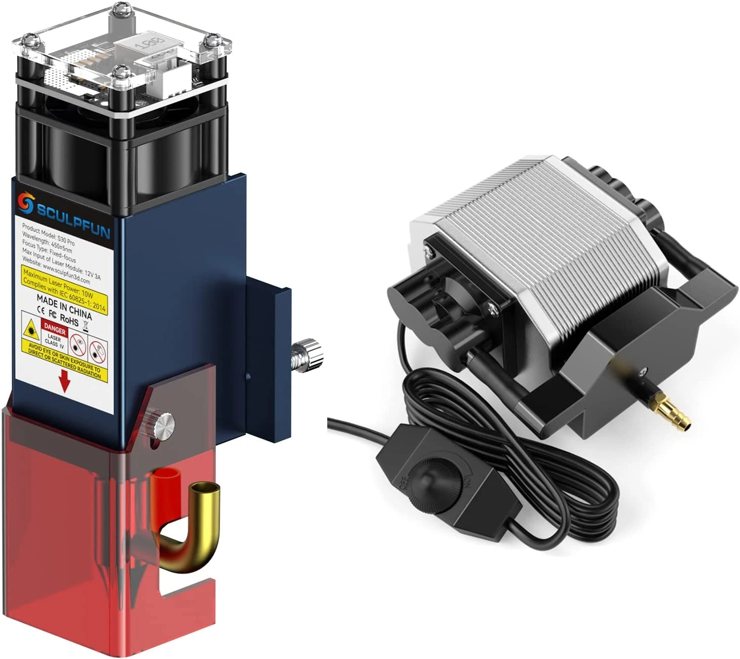 Sculpfun S30 Pro Laser Module With Air Pump Assist Air Compressor