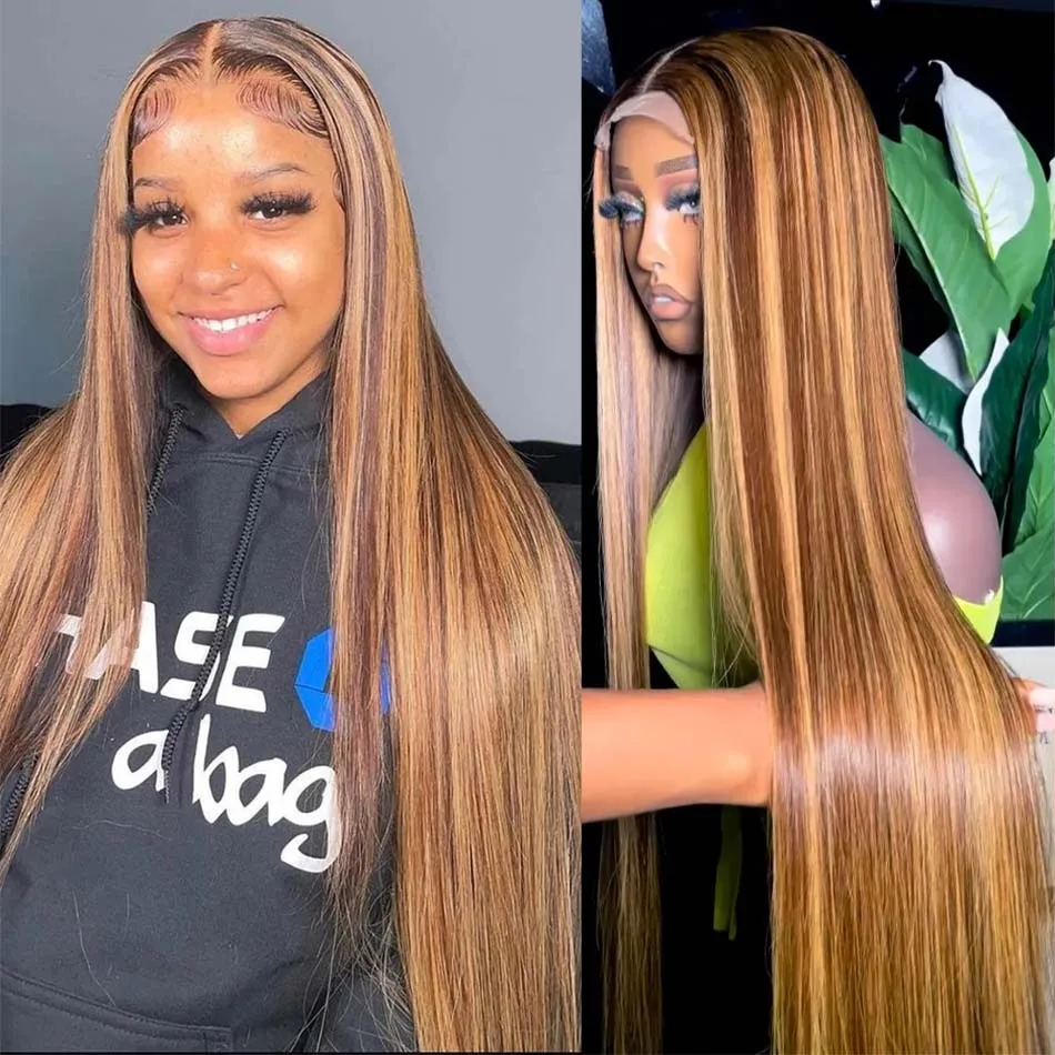 

Парики женские прямые с эффектом омбре, 34 дюйма, 13x 4