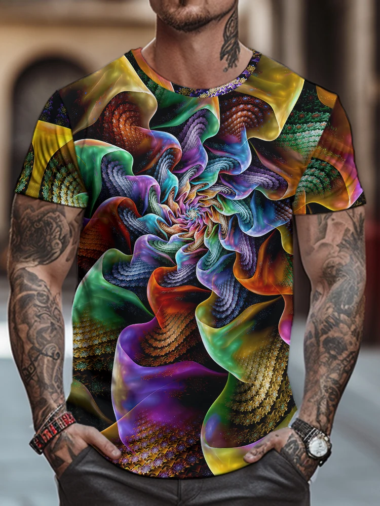 

Летняя футболка с коротким рукавом, Мужская свободная Удобная Повседневная футболка с круглым вырезом, крутая уличная футболка с 3d-цифровым принтом, топы