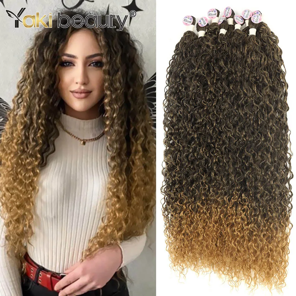 Synthetic Kinky Curly Hair Bundles 36inch Water Wave Hair Weave Anjo Plus Organic Ice Silk Extensions High Quality Weaving hair extensions