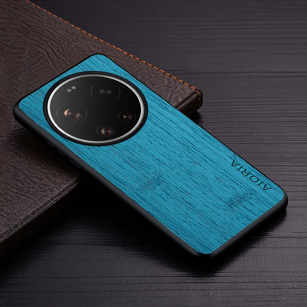 Straight Wood Grain PU Leather Phone Cover - Premium Case