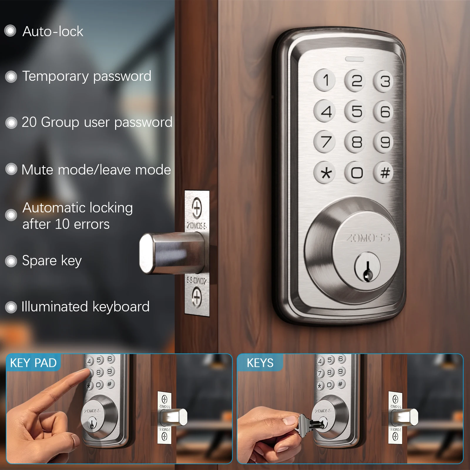 Smart Keypad Door Lock with Auto Lock Feature