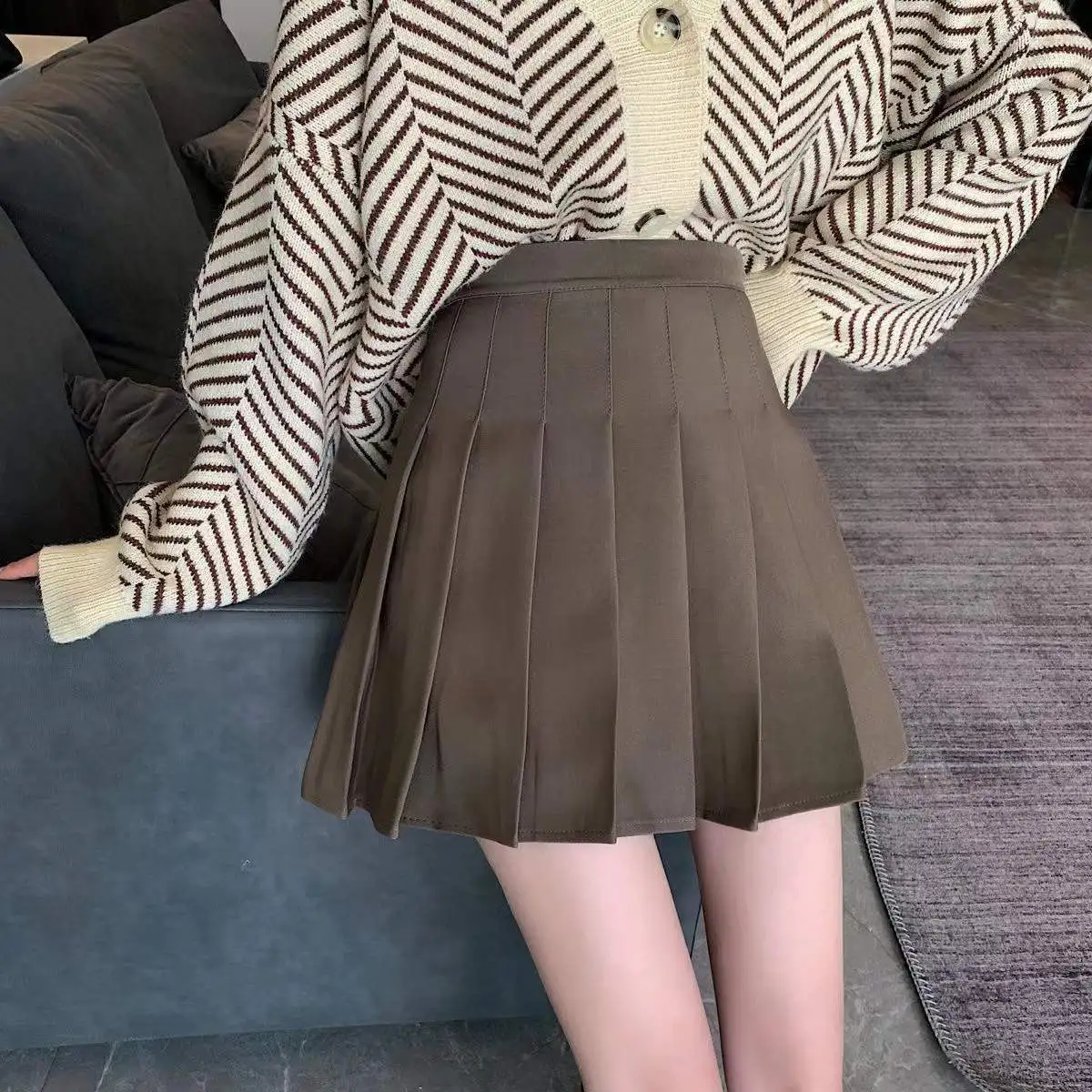 Brown Skirt Ladies Summer Clothes Women's High Waist Harajuku Korean Style Black Mini Pleated Skirt For School Girl Uniform