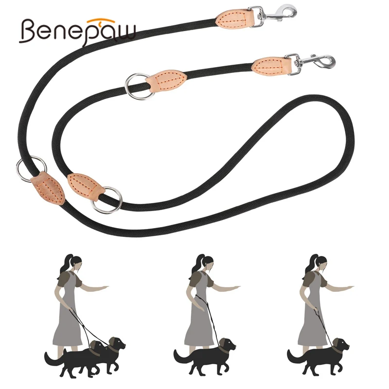 Benepaw без запутывания двойной поводок для собаки рук нейлоновая веревка крепкий