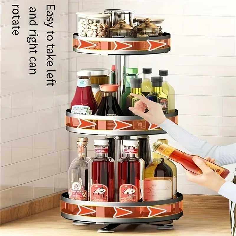Estante redondo giratorio de tres capas de especias 2 Estante redondo giratorio de tres capas de especias 2