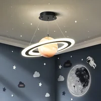 Enfants chambre planète lampes suspendues créatif acrylique terre boule lustre dessin animé enfants garçons chambre espace étoile suspendus éclairage 1